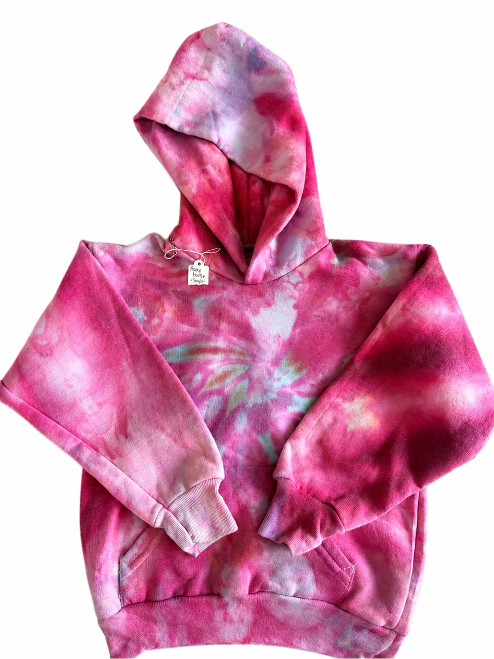 Hanes Pink and Blue Small Youth Size Tie-Dye Hoodie/Ice Dyed Style